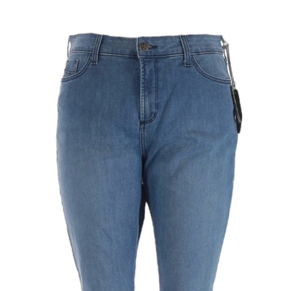 NYDJ Straight Leg Jeans Size 16 Blue High Rise Stretch Denim NWT Made in USA - Picture 4 of 9